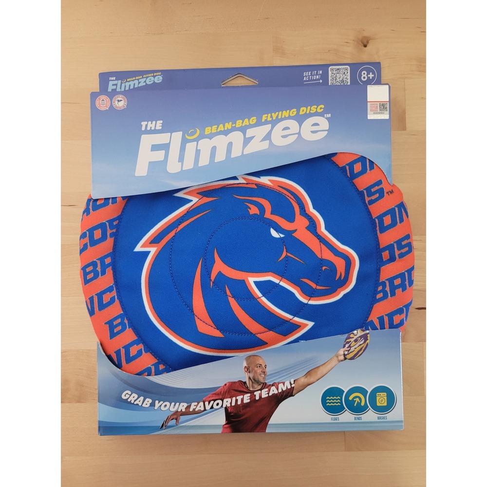 The Flimzee Flying Disc Boise State Broncos Blue Orange Bean Bag Frisbee NEW